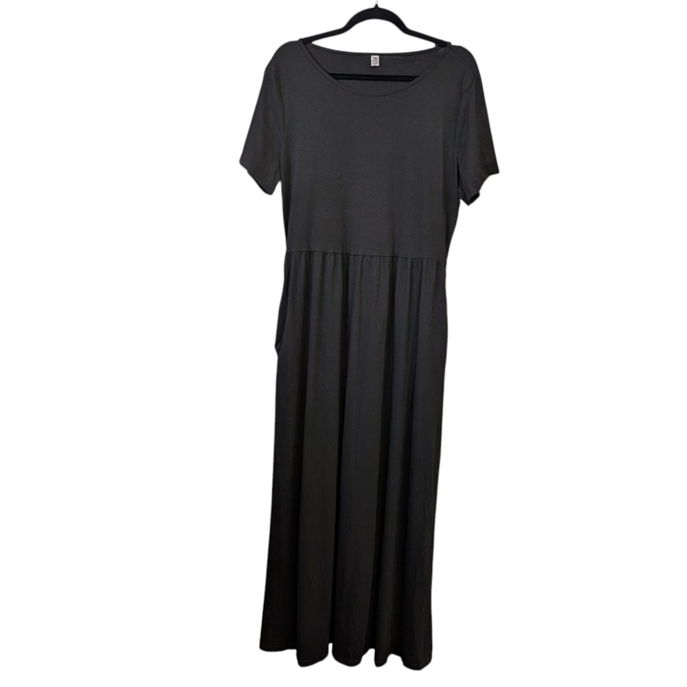 Black Empire Waist Maxi Dress With Pockets XL